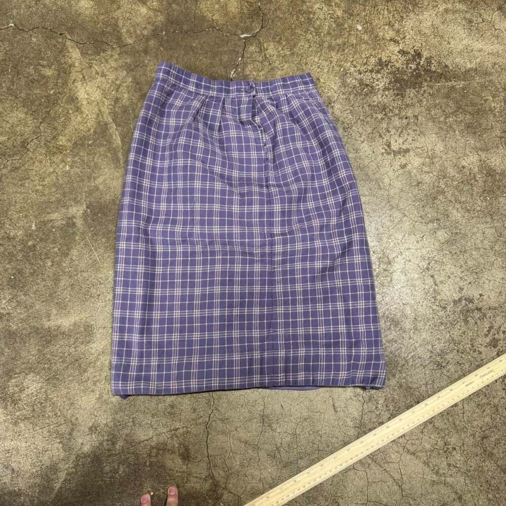 Pendleton Purple Checkered Wool Pencil Skirt